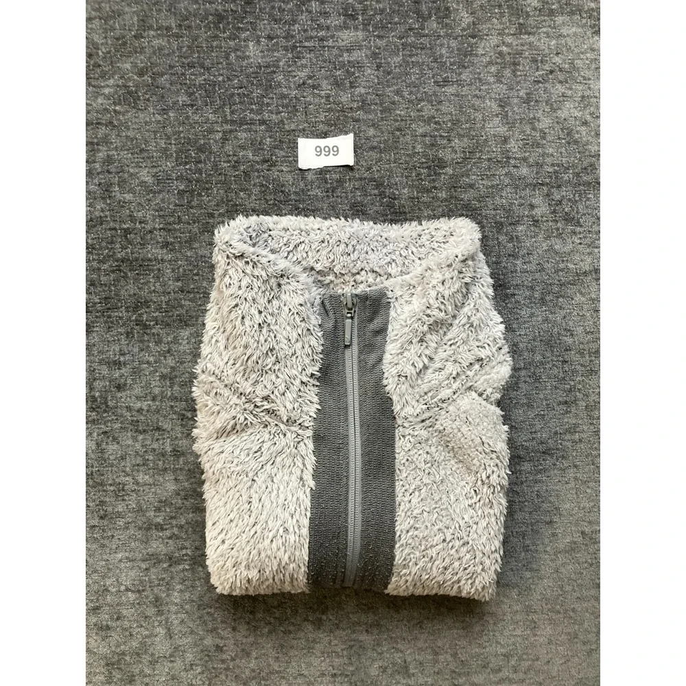The North Face Furry Fleece Jacket Women Medium Gray Teddy Soft Mock Neck Zip Up